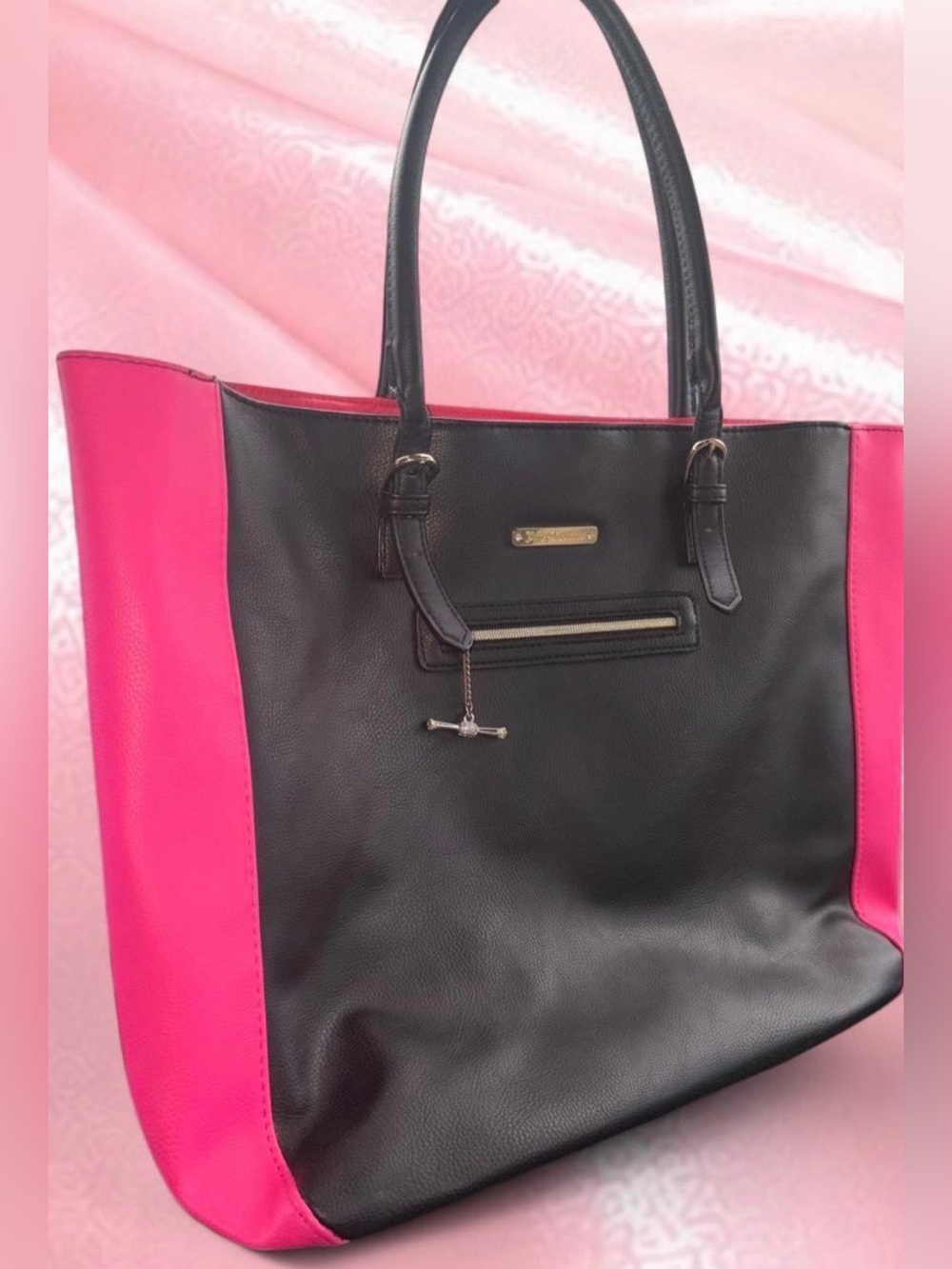 Juicy Couture Black and Hot Pink Tote Bag